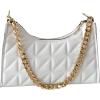 imageFloerns Womens Geo Quilted Purse Pu Leather Tote Handbags with Zipper ClosureWhite