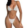 imageFloerns Womens Hollow Out Tie Back Halter Triangle 2 Piece Bikini SwimsuitWhite