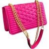 imageFloerns Womens Leather Shoulder Bag Embossed Clutch Purse Square HandbagHot Pink