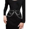 imageFloerns Womens One Piece Leather Belt Party for Dress Cocktail Party Thin BeltBlack
