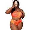 imageFloerns Womens Plus Size Leopard Print Bandeau Tube High Waist Bikini SwimsuitOrange