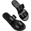 imageFloerns Womens Slide Sandals Two Straps Slip on Flat Sandals Summer ShoesBlack