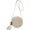 imageFloerns Womens Straw Crossbody Bag Woven Circle Beach Shoulder Bag with TasselApricot