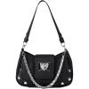 imageFloerns Womens Y2k PU Leather Crosbody Bag Retro Vintage Clutch Handbag Punk Retro Underarm PursesBlack