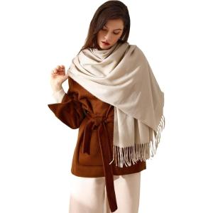 imageFloerns Mens Scarves Classic Fall Winter Plaid Tassel Soft Warm ScarfBeige