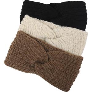 imageFloerns Womens 3 Piece Twist Knotted Boho Headband Hair BandsBlack
