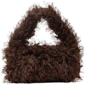 imageFloerns Womens Faux Fur Handbag Clutch Purse Fuzzy Winter Cute Plush Square BagCoffee Brown