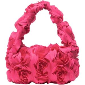 imageFloerns Womens Faux Fur Handbag Clutch Purse Fuzzy Winter Cute Plush Square BagHot Pink Solid