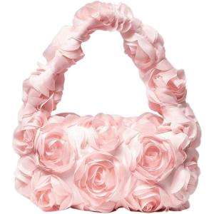 imageFloerns Womens Faux Fur Handbag Clutch Purse Fuzzy Winter Cute Plush Square BagPink Floral