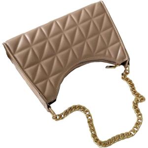 imageFloerns Womens Geo Quilted Purse Pu Leather Tote Handbags with Zipper ClosureKhaki