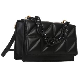 imageFloerns Womens Handbag Square Bag Embossed Pu Leather Cross Shoulder Purse BagBlack Ink