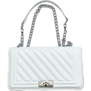 imageFloerns Womens Leather Shoulder Bag Embossed Clutch Purse Square HandbagBeige