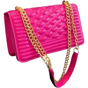 imageFloerns Womens Leather Shoulder Bag Embossed Clutch Purse Square HandbagHot Pink
