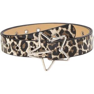 imageFloerns Womens PU Leather Belt Star Pattern Buckle Belt for Jeans DressBeige