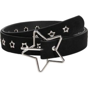 imageFloerns Womens PU Leather Belt Star Pattern Buckle Belt for Jeans DressBlack
