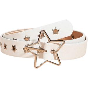 imageFloerns Womens PU Leather Belt Star Pattern Buckle Belt for Jeans DressWhite Star