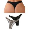 imageFloerns Womens 2 Pcs High Cut Cheeky Swimwear Bottoms Panties Bikini ThongsBlack and Beige