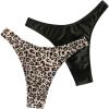 imageFloerns Womens 2 Pcs High Cut Cheeky Swimwear Bottoms Panties Bikini ThongsBlack and Beige