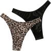 imageFloerns Womens 2 Pcs High Cut Cheeky Swimwear Bottoms Panties Bikini ThongsBlack and Beige
