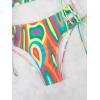 imageFloerns Womens 2 Piece Allover Print Drawstring Side Crop Top Tide Side Tankini Swimsuit