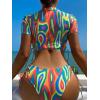 imageFloerns Womens 2 Piece Allover Print Drawstring Side Crop Top Tide Side Tankini Swimsuit