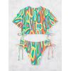 imageFloerns Womens 2 Piece Allover Print Drawstring Side Crop Top Tide Side Tankini Swimsuit
