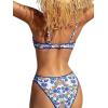 imageFloerns Womens 2 Piece Bathing Suit Boho Floral Print Triangle Bra Bikini SetsBlue and White