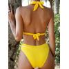 imageFloerns Womens 2 Piece Bathing Suit Halter Neck Solid High Cut Bikini SetYellow
