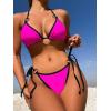imageFloerns Womens 2 Piece Colorblock String Tie Back Triangle Bikini Swimsuit Set