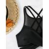 imageFloerns Womens 2 Piece Criss Cross Mesh Tank Top and High Waist Bottoms Bikini Set