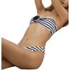imageFloerns Womens 2 Piece Striped Floral Appliques Bandeau Swimsuit Bikini SetsBlack and White