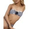 imageFloerns Womens 2 Piece Striped Floral Appliques Bandeau Swimsuit Bikini SetsBlack and White