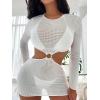 imageFloerns Womens 3 Piece Swimwear Sets Mesh Ring Linked Dress Halter Triangle Top with ThongsWhite
