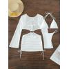 imageFloerns Womens 3 Piece Swimwear Sets Mesh Ring Linked Dress Halter Triangle Top with ThongsWhite
