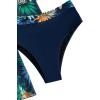 imageFloerns Womens 3 Piece Tropical Print Deep V Neck Halter Bikini Swimsuit with KimonoBlue