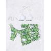 imageFloerns Womens 3 Piece Tropical Print String Cheeky Bikini Set with Beach SkirtGreen and White