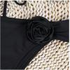 imageFloerns Womens Appliques Rose Underwired Knotted String Bra Bikini Set Thong SwimsuitsBlack