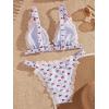 imageFloerns Womens Bikini Set Two Piece Cherry Print Lace Trim Triangle Bathing SuitWhite