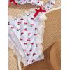 imageFloerns Womens Bikini Set Two Piece Cherry Print Lace Trim Triangle Bathing SuitWhite
