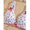 imageFloerns Womens Bikini Set Two Piece Cherry Print Lace Trim Triangle Bathing SuitWhite