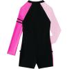 imageFloerns Womens Colorblock Long Sleeve Zip Up Rash Guard Surfing One Piece SwimsuitPink