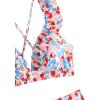 imageFloerns Womens Floral Print Ruffle Trim V Neck Criss Cross Tie Back Bikini SetPink Multi