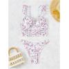 imageFloerns Womens Floral Print Ruffled Strap Top and High Waist Thong 2 Piece Tankini SetMulticolor