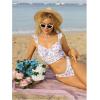 imageFloerns Womens Floral Print Ruffled Strap Top and High Waist Thong 2 Piece Tankini SetMulticolor