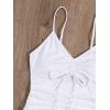 imageFloerns Womens One Piece Swimsuit Cut Out Drawstring Ruched Ruffle Trim MonokiniWhite