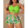 imageFloerns Womens Plus Size Floral Print High Waist Swim Shorts Bikini Swimsuit with DrawstringGreen
