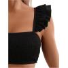 imageFloerns Womens Ruffled Spaghetti Strap Wireless Bra Two Piece Bathing Set SwimsuitBlack