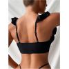imageFloerns Womens Swimwear Ruffle Trim Bikini Top Bathing Suit Bikini BraletteBlack