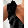 imageFloerns Womens Swimwear Ruffle Trim Bikini Top Bathing Suit Bikini BraletteBlack