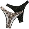 imageFloerns Womens 2 Pcs High Cut Cheeky Swimwear Bottoms Panties Bikini ThongsBlack and Beige